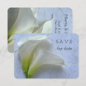 Twee calla lilies op getextureerd papier save the date (Voorkant / Achterkant)