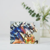 Twee carrouselpaarden briefkaart (Staand voorkant)