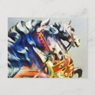 Twee carrouselpaarden briefkaart
