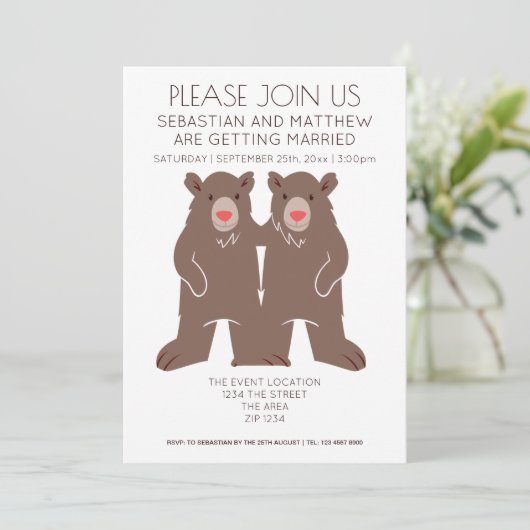 Twee Cartoon-Beer-weddenschap Kaart (Staand voorkant)