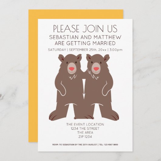 Twee Cartoon-Beer-weddenschap Kaart (Voorkant / Achterkant)