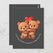 Twee cartoon beren knuffelen. briefkaart (Voorkant / Achterkant)