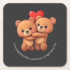 Twee cartoon beren knuffelen. kartonnen onderzetters