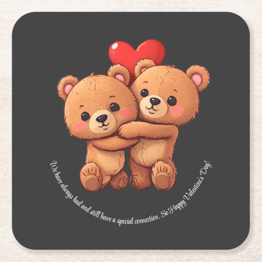 Twee cartoon beren knuffelen. kartonnen onderzetters (Voorkant)