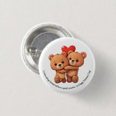 Twee cartoon beren knuffelen. ronde button 3,2 cm (Voorkant /achterkant)