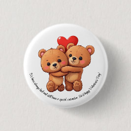 Twee cartoon beren knuffelen. ronde button 3,2 cm