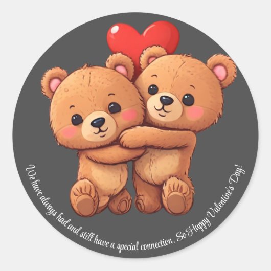 Twee cartoon beren knuffelen. ronde sticker (Voorkant)