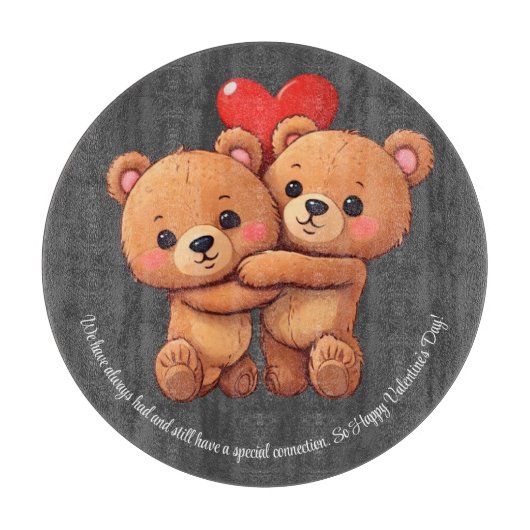 Twee cartoon beren knuffelen. snijplank (Voorkant)