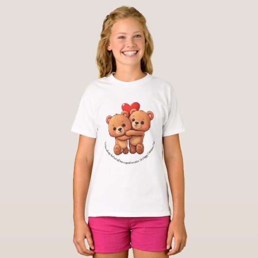 Twee cartoon beren knuffelen. t-shirt (Voorkant volledig)