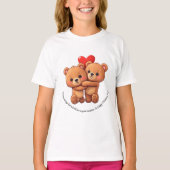 Twee cartoon beren knuffelen. t-shirt (Voorkant)