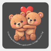 Twee cartoon beren knuffelen. vierkante sticker (Voorkant)