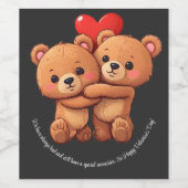 Twee cartoon beren knuffelen. wijn etiket (Enkel label)