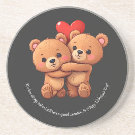 Twee cartoon beren knuffelen. zandsteen onderzetter