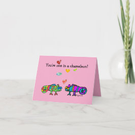 Twee Cartoon Kameleon Roze Valentijnkaart Kaart