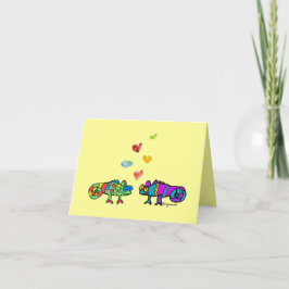 Twee Cartoon Kameleon Valentijnkaart Kaart