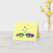 Twee Cartoon Kameleon Valentijnskaart Kaart (Gele Bloem)