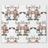 Twee Cartoon Koeien Cadeaupapier (Vlak)