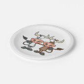 Twee Cartoon Koeien Papieren Bordje (Gekanteld)