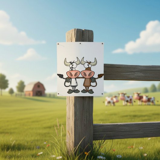 Twee Cartoon Koeien Poster