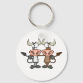 Twee Cartoon Koeien Sleutelhanger (Voorkant)