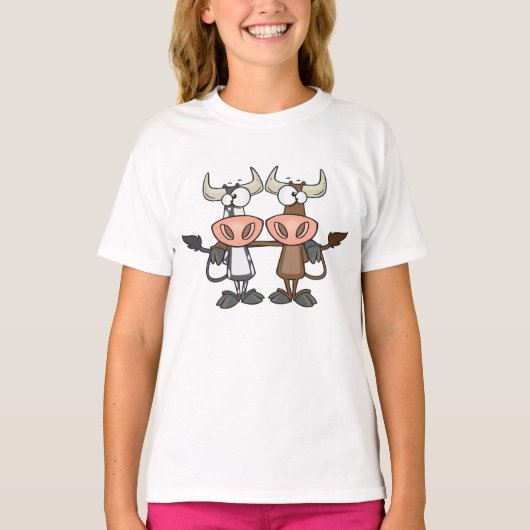 Twee Cartoon Koeien T-shirt (Voorkant)