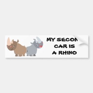 Twee Cartoon neushoorns Bumpersticker
