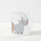 Twee Cartoon neushoorns Frosted Glass Mok (Voorkant rechts)