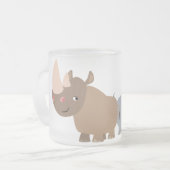 Twee Cartoon neushoorns Frosted Glass Mok (Voorkant links)