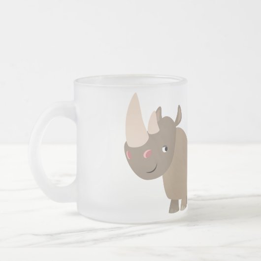 Twee Cartoon neushoorns Frosted Glass Mok (Links)