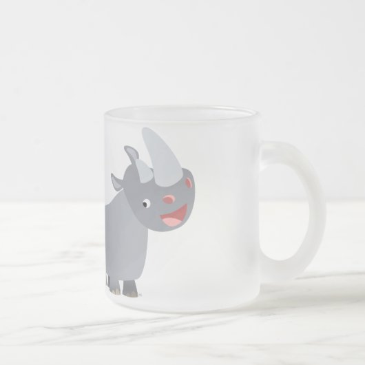 Twee Cartoon neushoorns Frosted Glass Mok (Rechts)