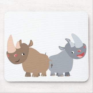 Twee Cartoon Neushoorns Muismat