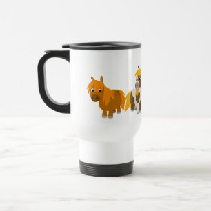 Twee Cartoon Ponies Commuter Mok