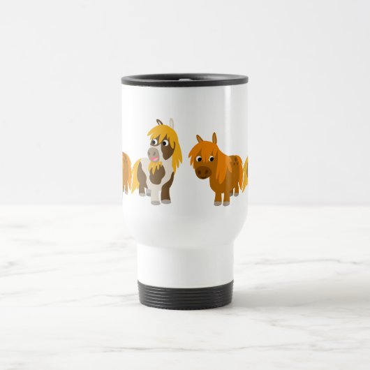 Twee Cartoon Ponies Commuter Mok (Center)