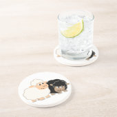 Twee Cartoon schapen Onderzetter (Zijkant)