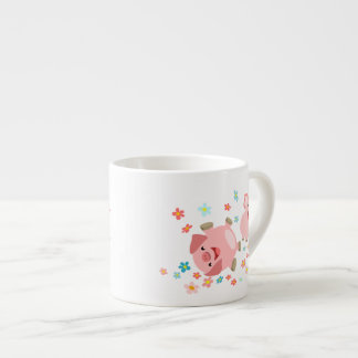 Twee Cartoon varkens in de Lente Espresso-Mok Espresso Kop