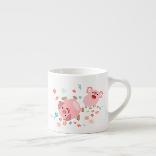 Twee Cartoon varkens in de Lente Espresso-Mok Espresso Kop (Rechts)