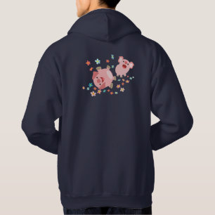 Twee Cartoon varkens in de lente Hoodie