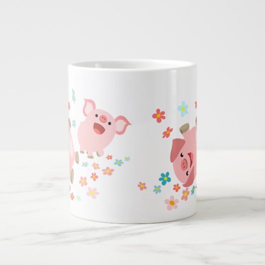 Twee Cartoon varkens in de lente van Jumbo Mok (Voorkant)