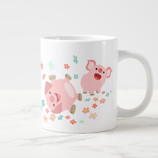 Twee Cartoon varkens in de lente van Jumbo Mok (Rechts)