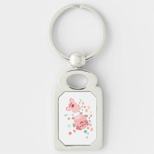 Twee Cartoon varkens in de Sleutelhanger van het m (Voorkant)