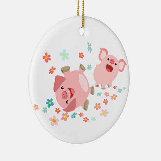Twee Cartoon varkens in het voorjaar Ornament (Rechts)