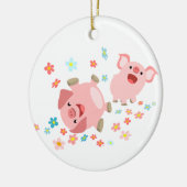Twee Cartoon varkens in het voorjaar Ornament (Links)