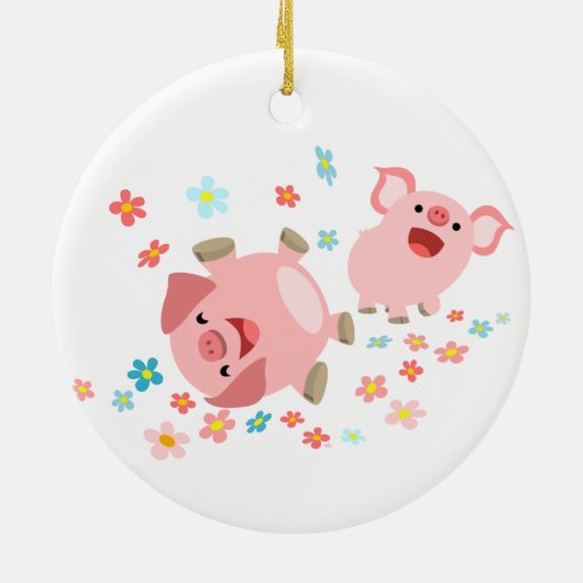 Twee Cartoon varkens in het voorjaar Ornament (Achterkant)