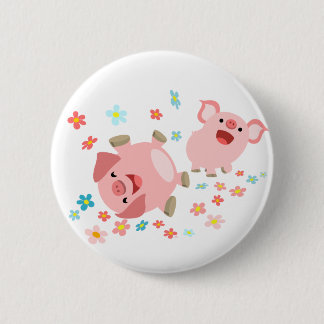 Twee Cartoon varkens in lenteschandje voor Button