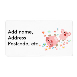 Twee Cartoon varkens in voorjaarslabel Etiket