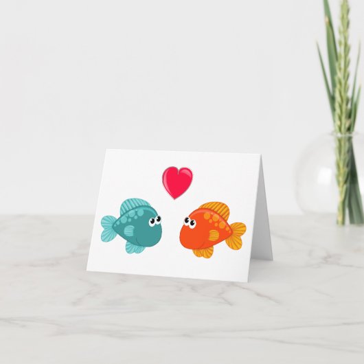 Twee Cartoon Vis Liefde Hart Generiek Elk Gebruik Kaart (Voorkant)