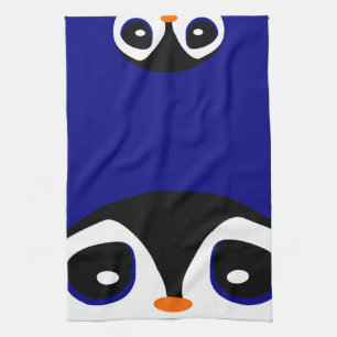 Twee Cartoons pinguïns die Peek A Boo spelen Theedoek