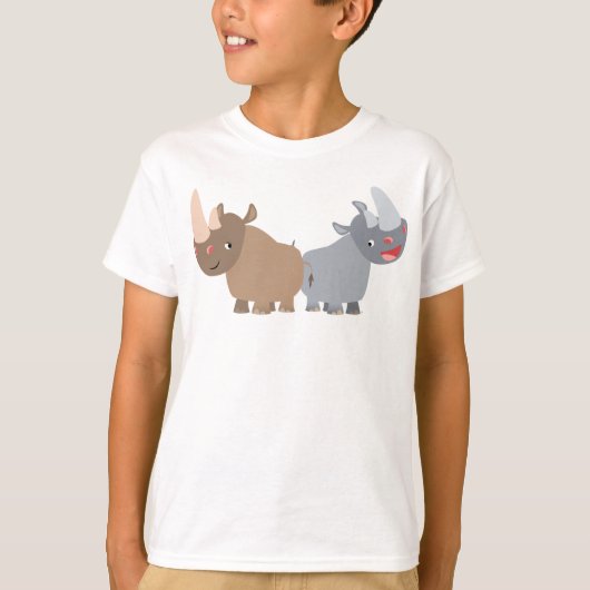 Twee Cartoons Rhinos Children T-Shirt (Voorkant)