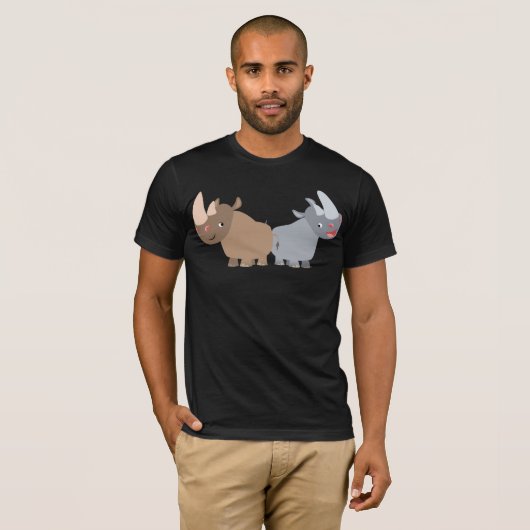 Twee Cartoons Rhinos T-Shirt (Voorkant volledig)
