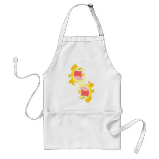 Twee Cartoons Schort voor het koken van vis